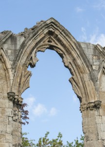 Ancient medieval church ruins in english city